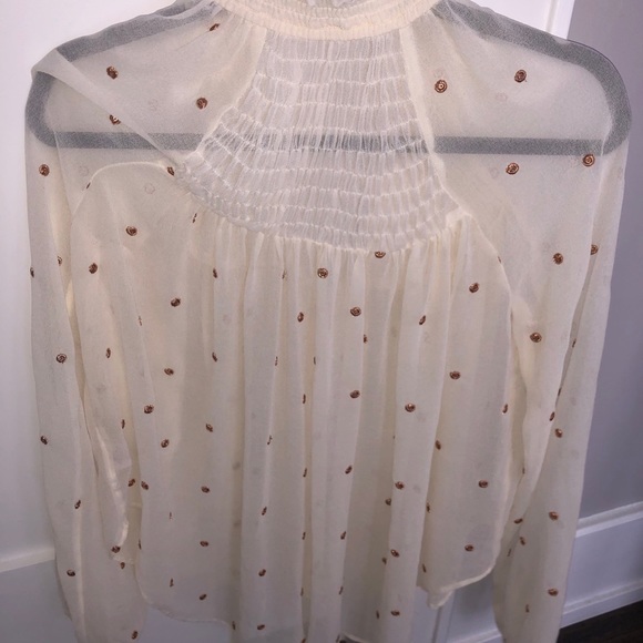 Free People cream gold polka dot top - Picture 2 of 2